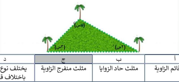 لدى معاذ مزرعة أقامها على قطعة أرض، قام بتحديدها بزرع نخلة عند كل رأس فيها و تسييج ما بين رؤوسها وحدد زواياها كما في الشكل أدناه، ما شكل مزرعة معاذ
